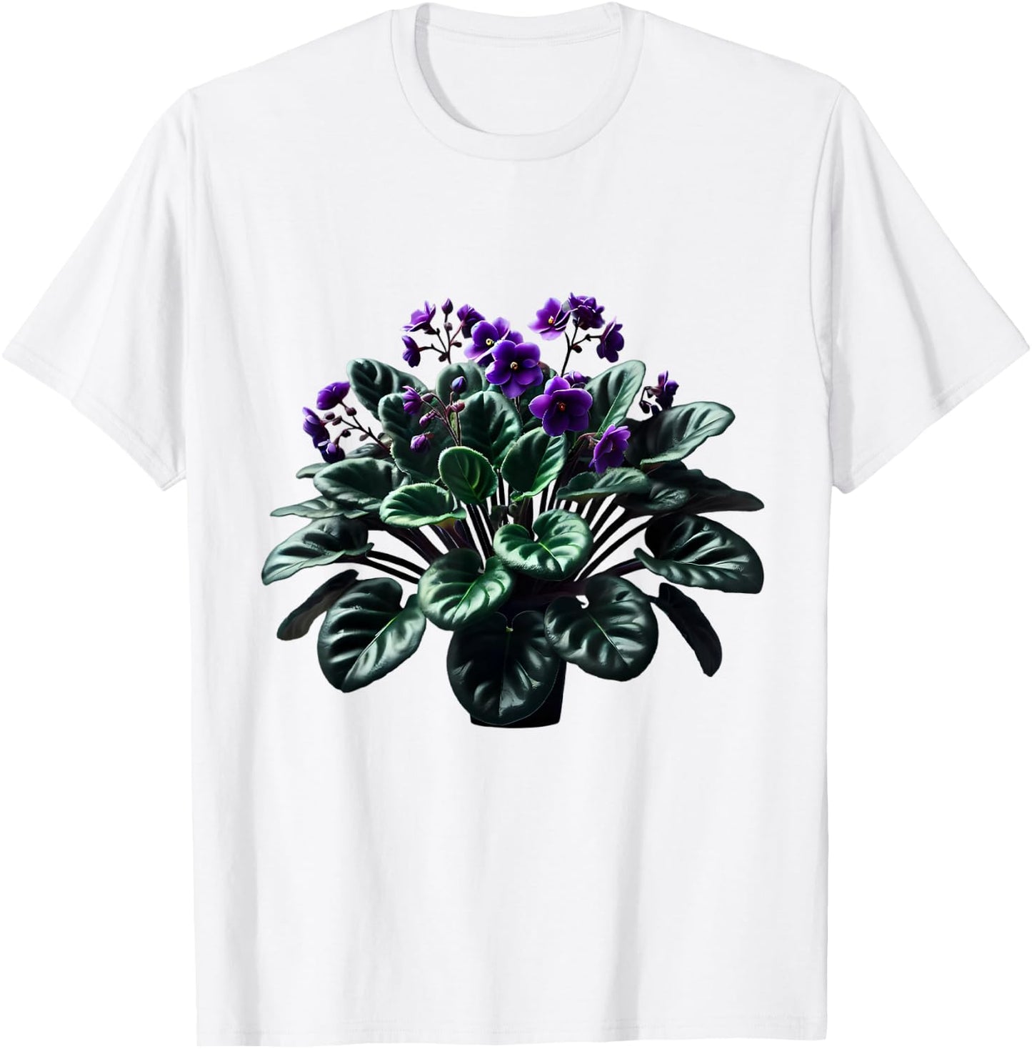 African Violet Flower Plant Botanical T-Shirt - T-Shirt | White