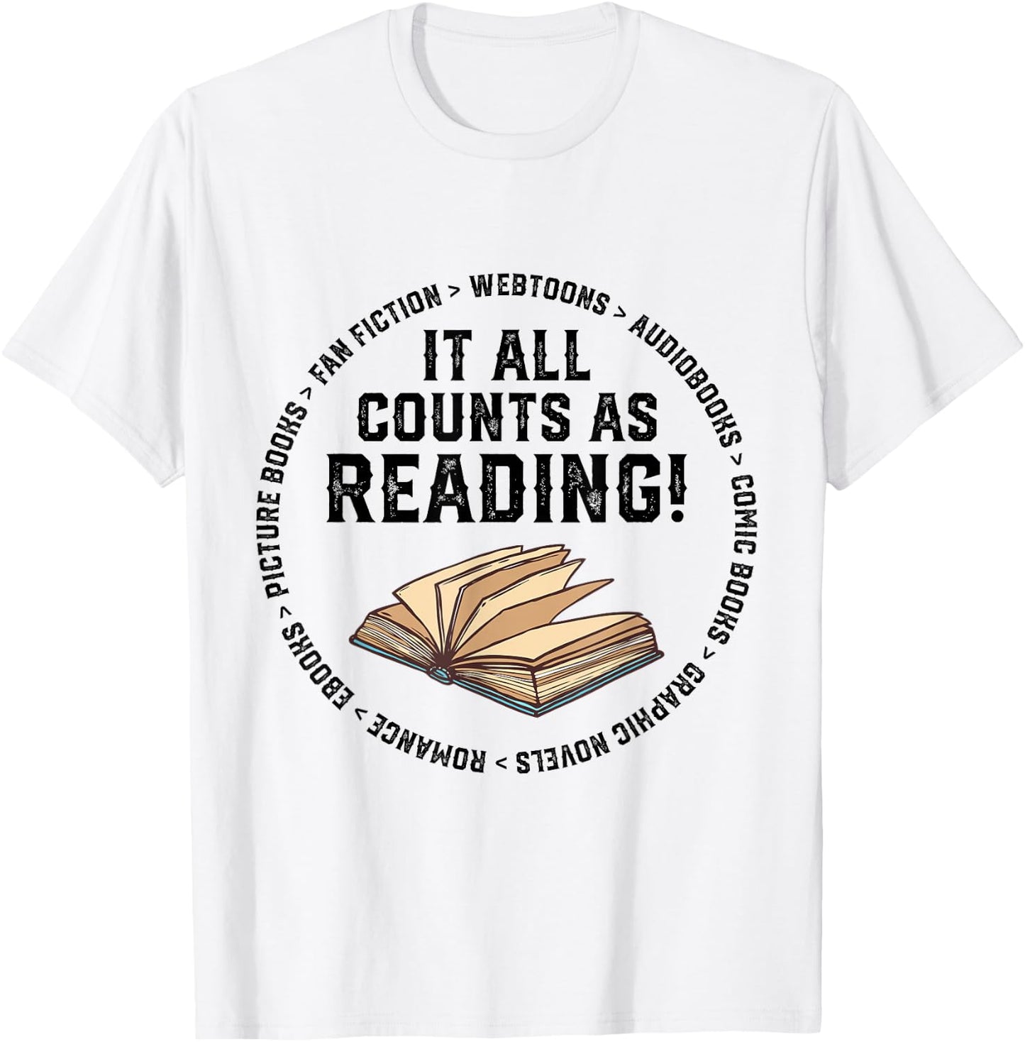 It All Counts As Reading Reader Librarian Teacher T-Shirt - T-Shirt | White