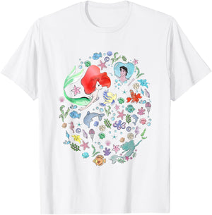 Disney The Little Mermaid Ariel's Jumble Watercolor Poster T-Shirt - T-Shirt | White