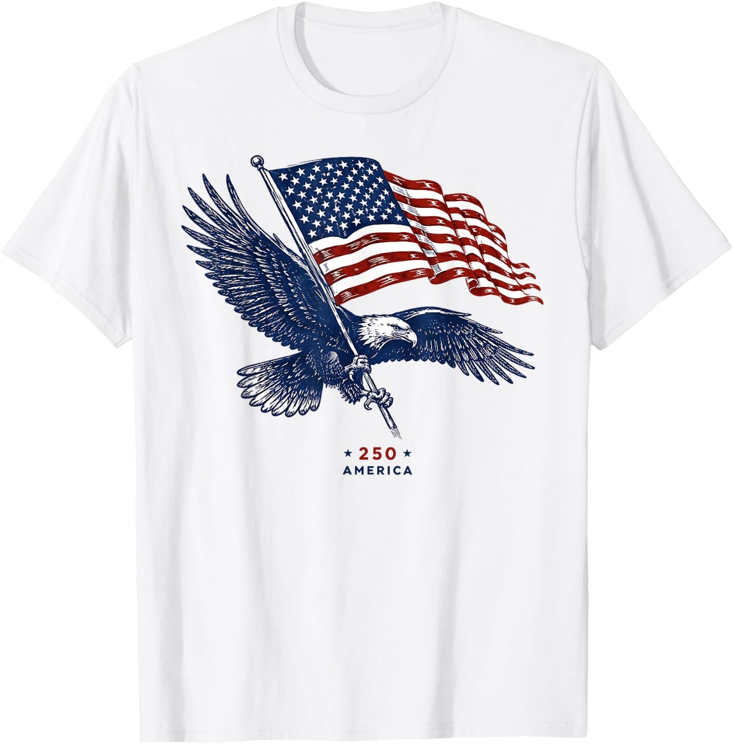 Vintage 250 Years Eagle American 250th 4th July Anniversary T-Shirt - T-Shirt | White