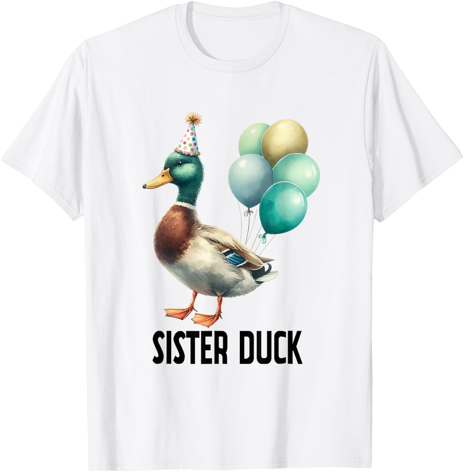 Cute Animal Birthday Sister Duck Birthday Family Matching T-Shirt - T-Shirt | White