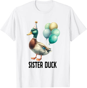 Cute Animal Birthday Sister Duck Birthday Family Matching T-Shirt - T-Shirt | White