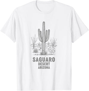 Vintage Saguaro Desert Arizona Drawing Art Design T-Shirt - T-Shirt | White