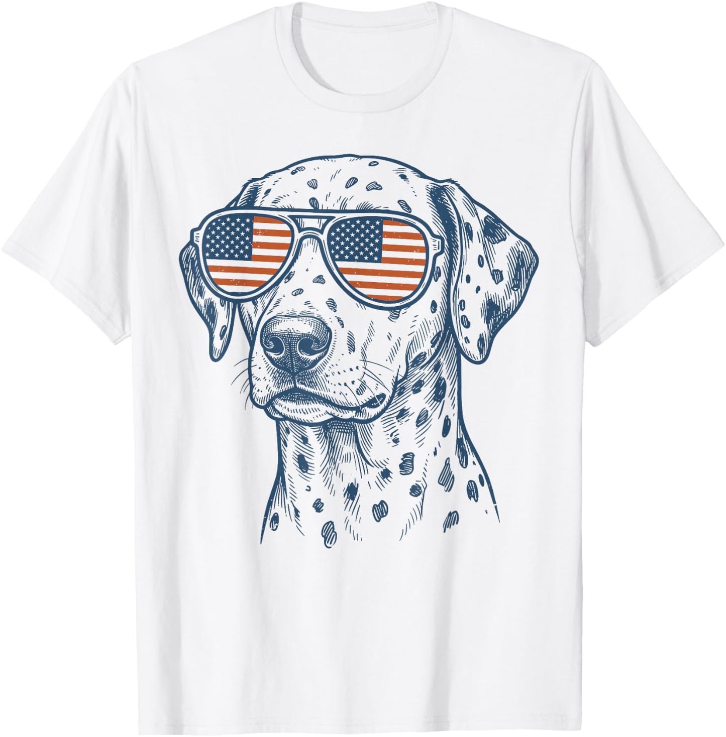 Patriotic Dalmatian Dog Mom Dad 4th of July Vintage T-Shirt - T-Shirt | White