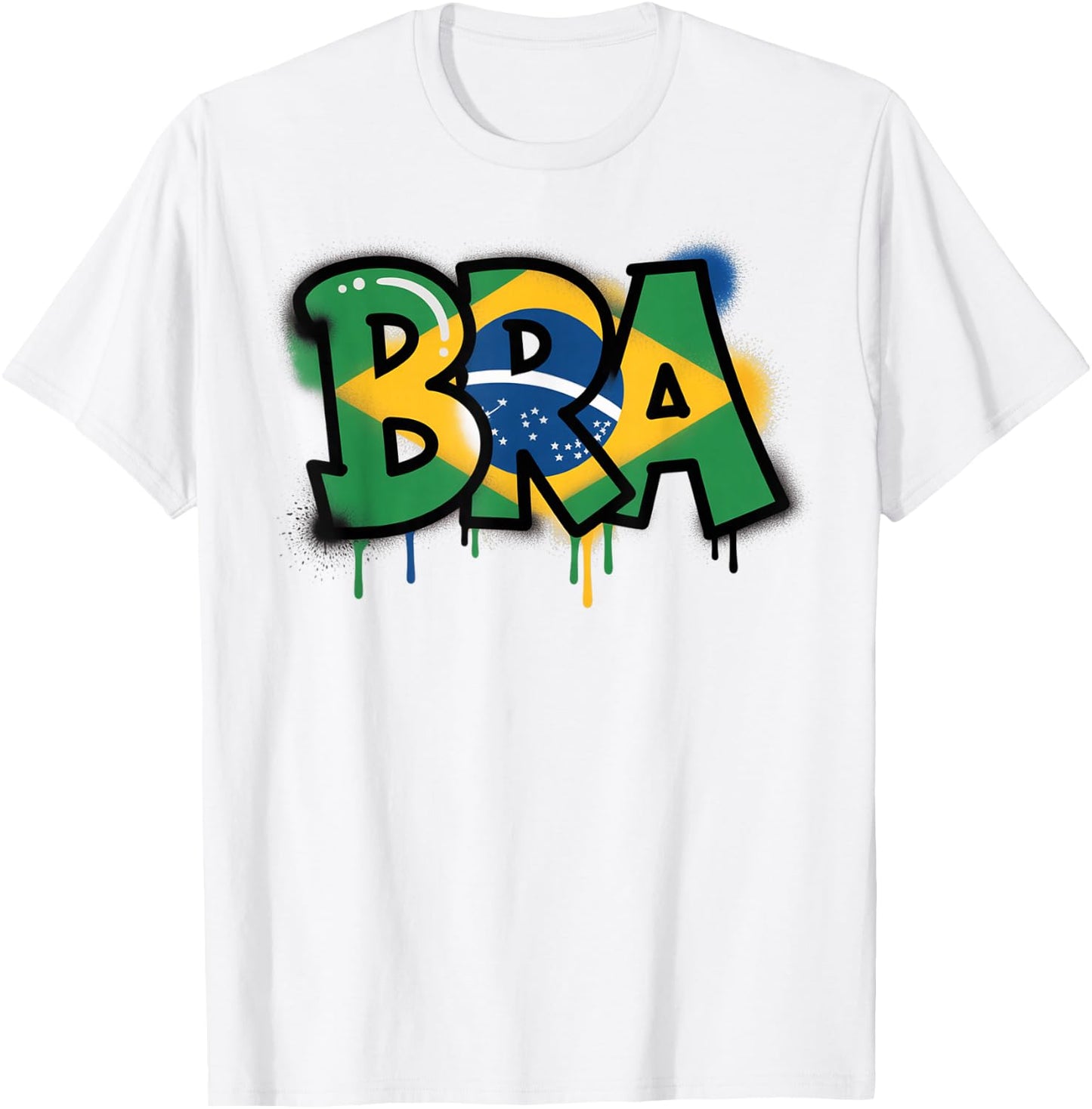 Brazil Flag Brasil Brazilian Pride Street Art T-Shirt - T-Shirt | White