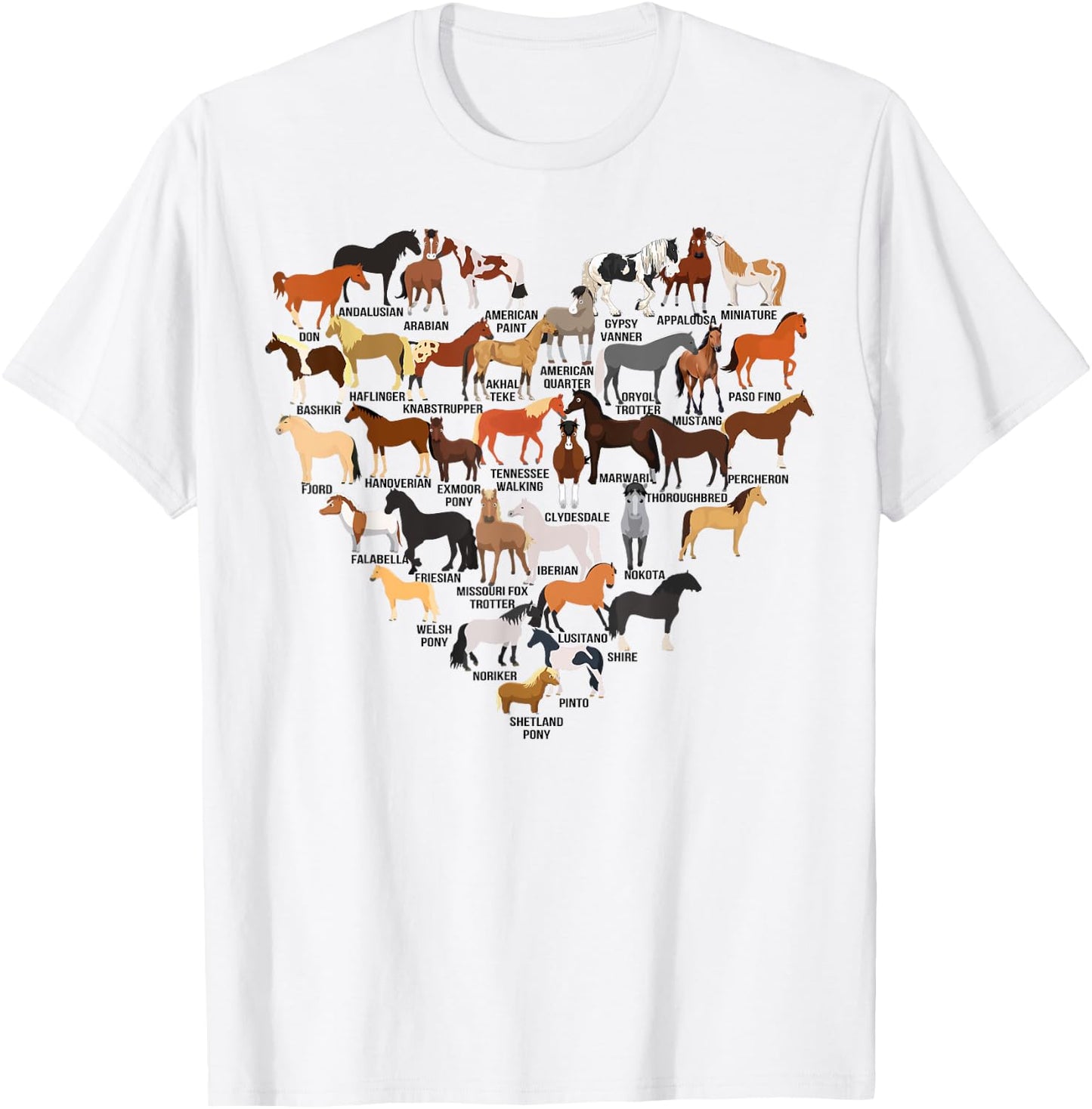 Funny Horse Animal Lover Heart Shape Men Women Kids T-Shirt - T-Shirt | White