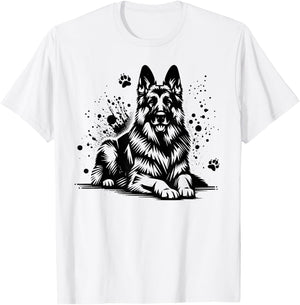 German Shepherd , grey, S T-Shirt - T-Shirt | White