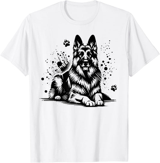 German Shepherd , grey, S T-Shirt - T-Shirt | White