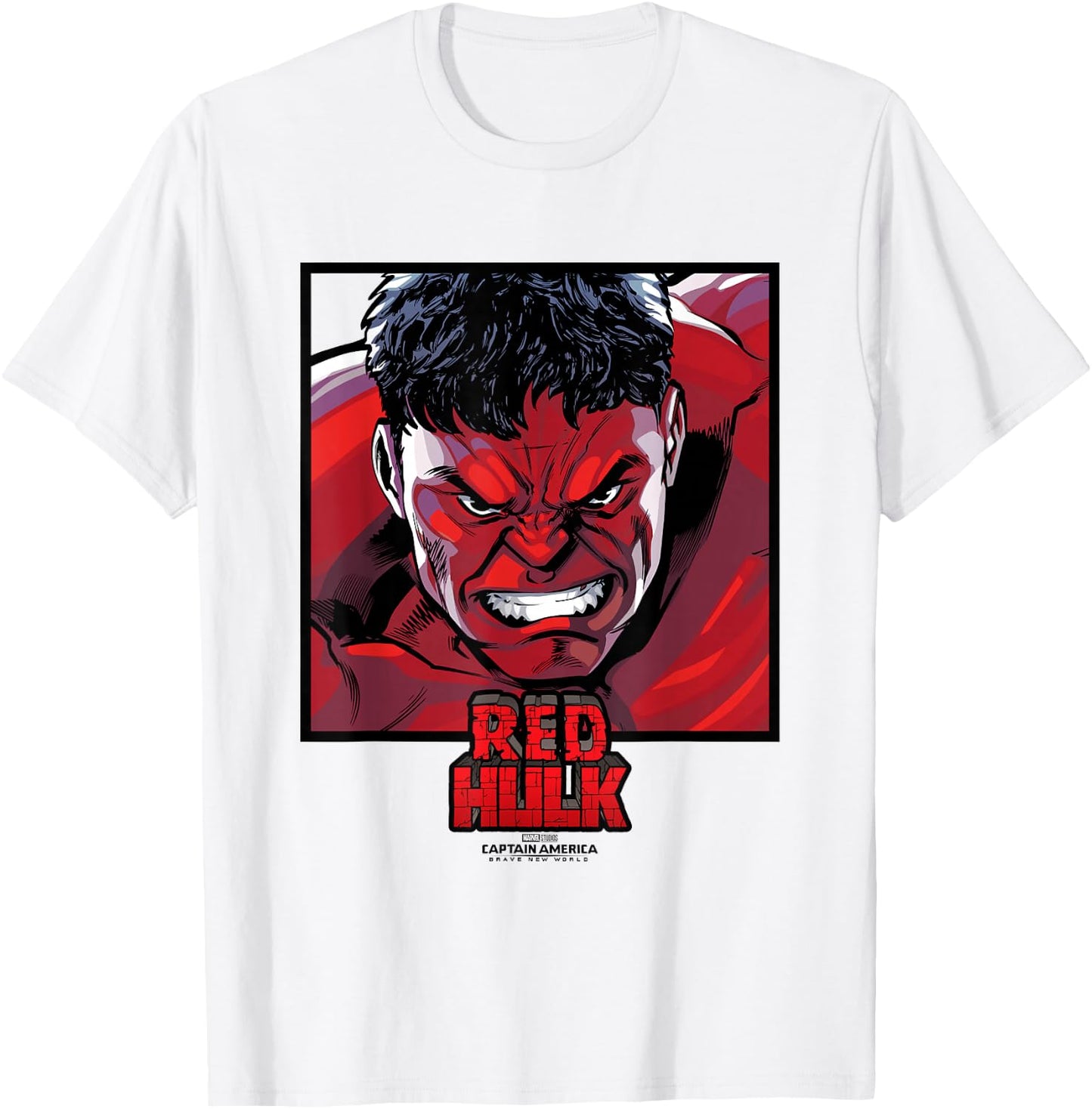 Marvel Captain America: Brave New World Red Hulk Face Panel , grey, S T-Shirt - T-Shirt | White