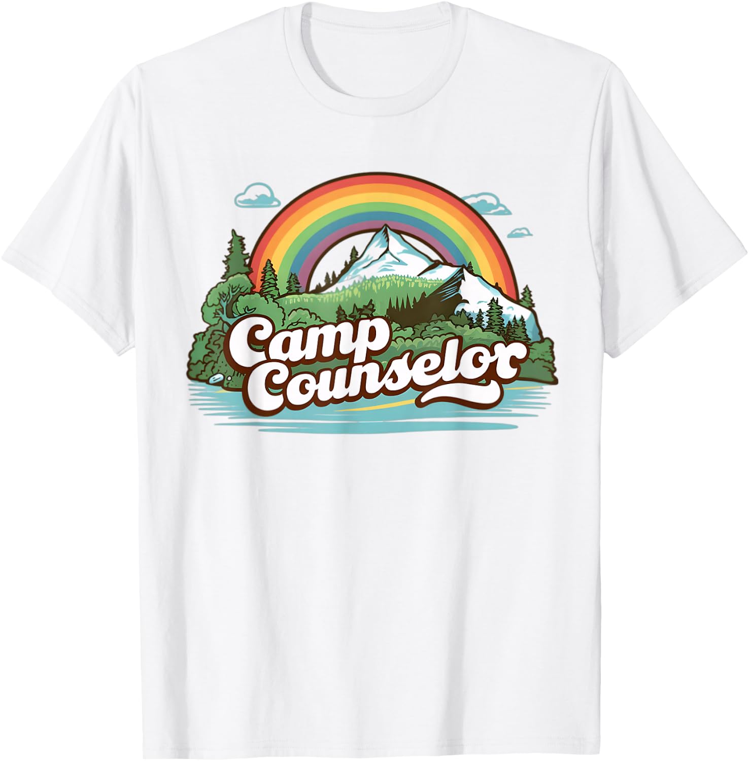 Summer Camp Director Staff Groovy Rainbow Camp Counselor T-Shirt - T-Shirt | White