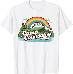 Summer Camp Director Staff Groovy Rainbow Camp Counselor T-Shirt - T-Shirt | White