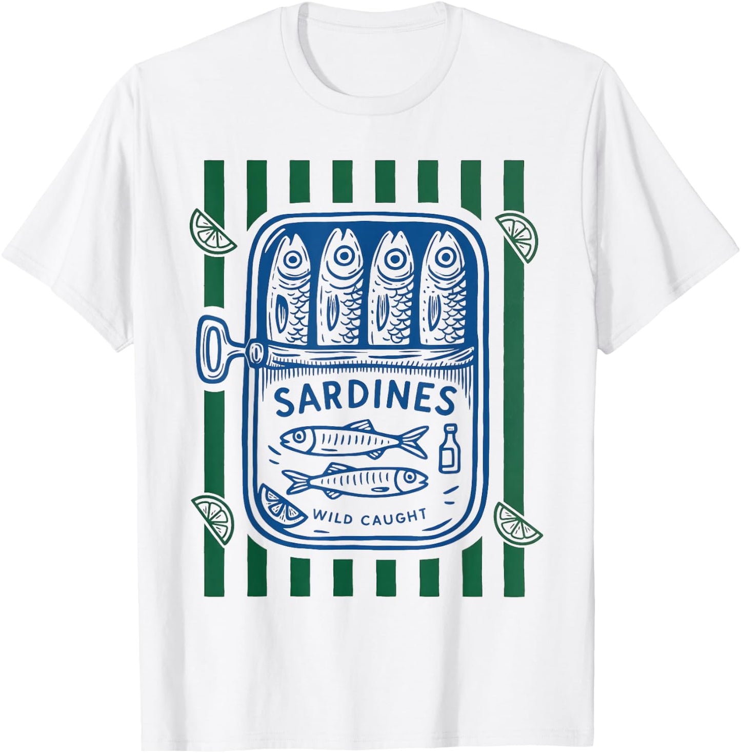 Les Sardines Fisherman Aesthetic Coastal Sardine Tinned Fish T-Shirt - T-Shirt | White