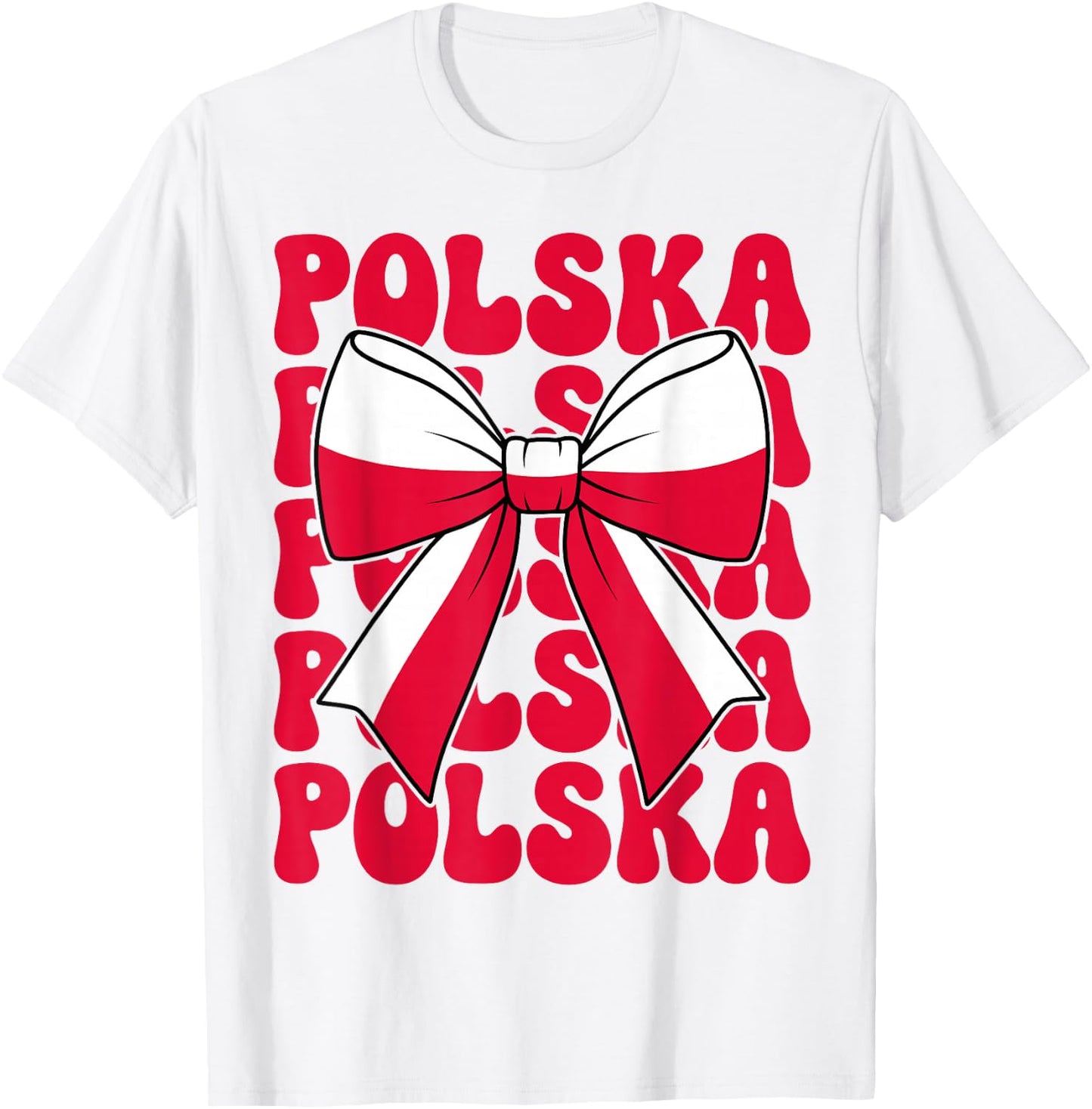 Polish Girl Coquette Bow Poland Flag Cute Polish Polska T-Shirt - T-Shirt | White