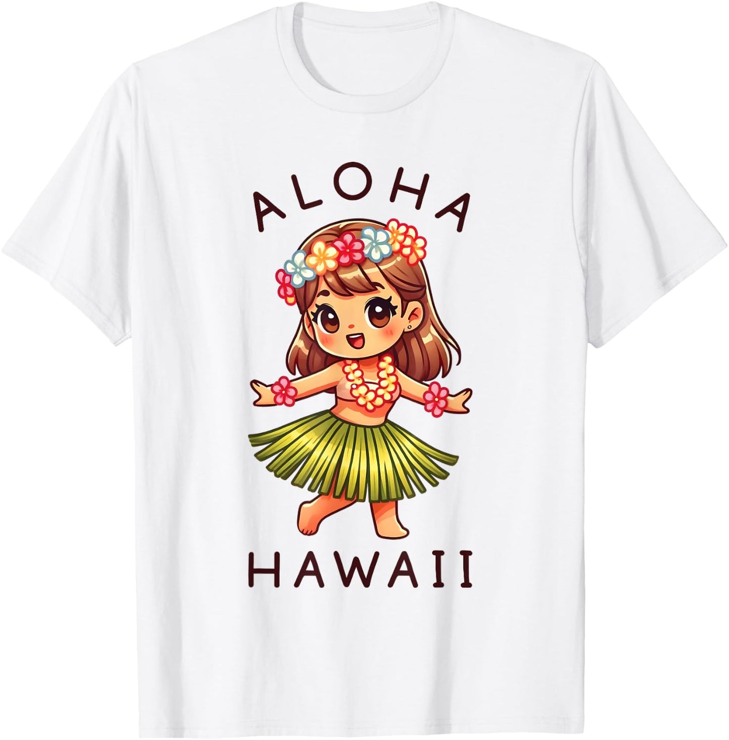Aloha Hawaii Hawaii Cute Hula Dance Dancer Girl Kids Girls , White T-Shirt - T-Shirt | White