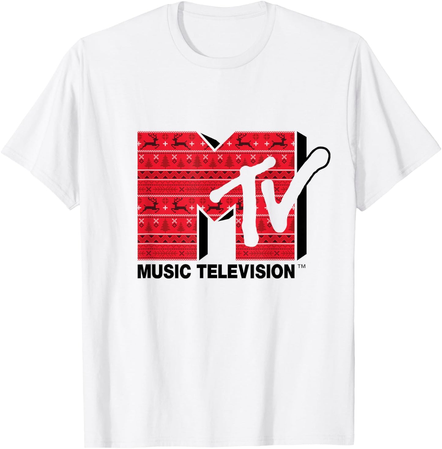 Mademark x MTV - The official MTV Logo in Ugly Christmas Style T-Shirt - T-Shirt | White