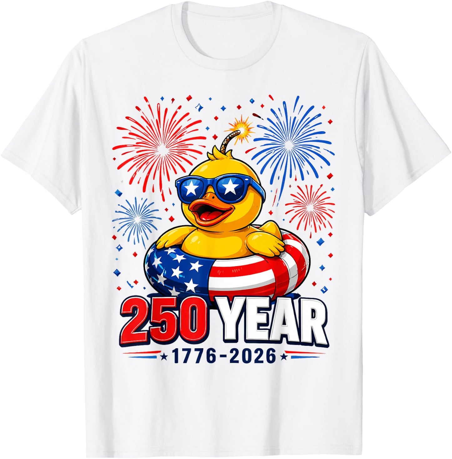 America 250th Anniversary 4th of July Patriotic Rubber Duck T-Shirt - T-Shirt | White