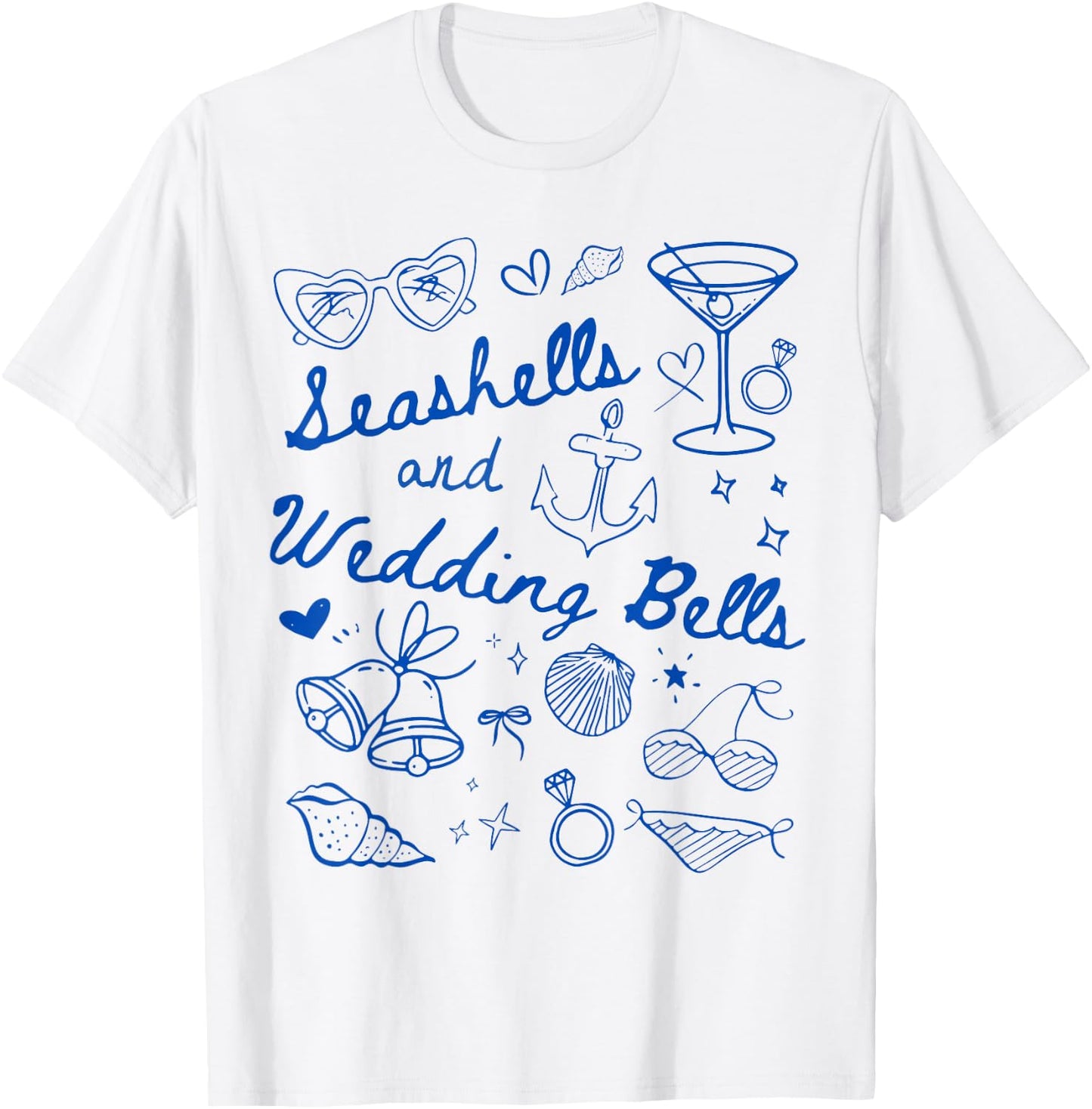 Seashells and Wedding Bells Bridesmaid Bachelorette Party T-Shirt - T-Shirt | White