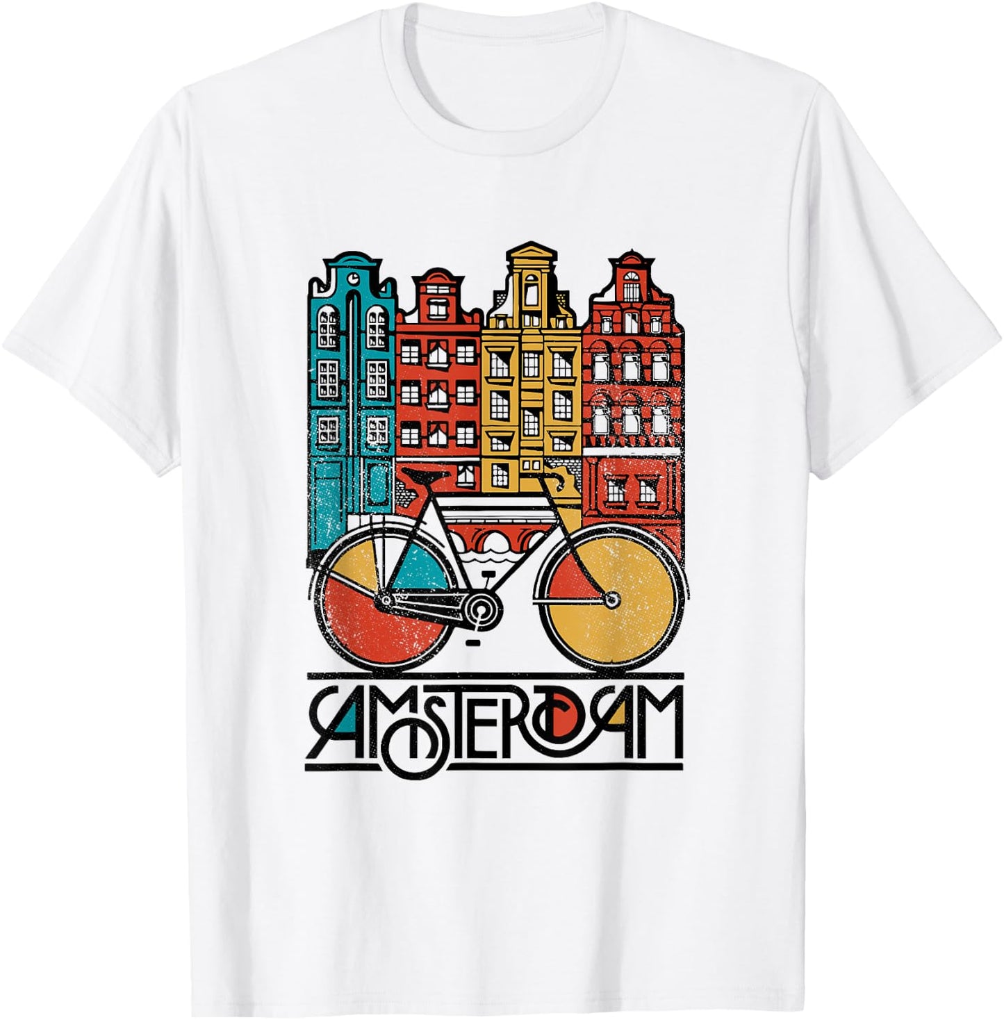 New Retro Bicycle Bike Amsterdam City T Shirt Jersey T-Shirt - T-Shirt | White