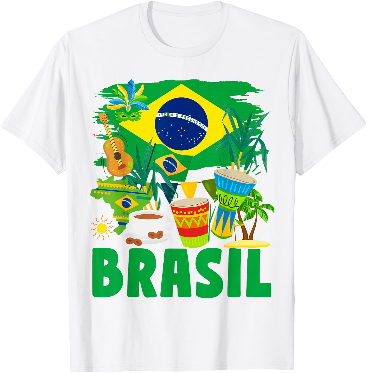 Brazil Flag for Kids - Brazil and Brazil Flag , Yellow, S T-Shirt - T-Shirt | White