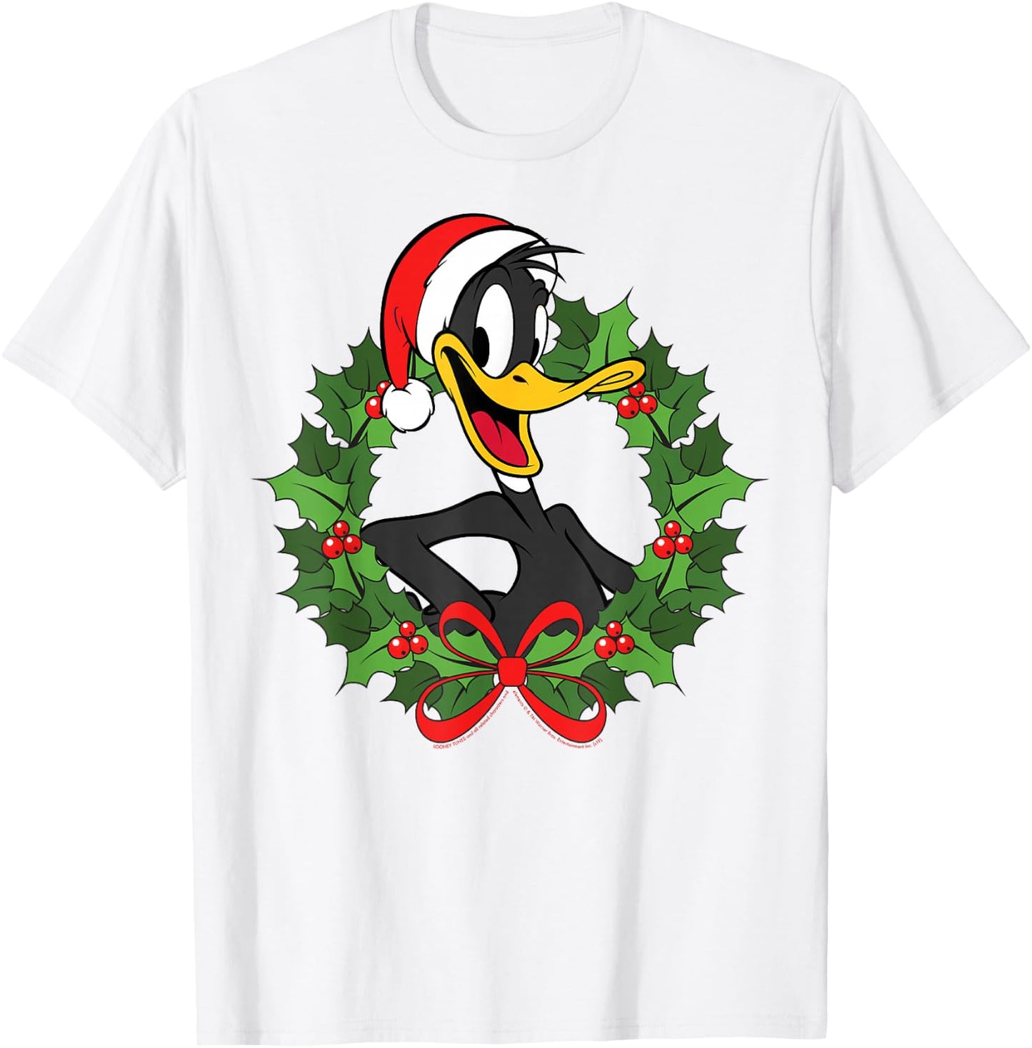 Looney Tunes Christmas Daffy Duck Wreath T-Shirt - T-Shirt | White