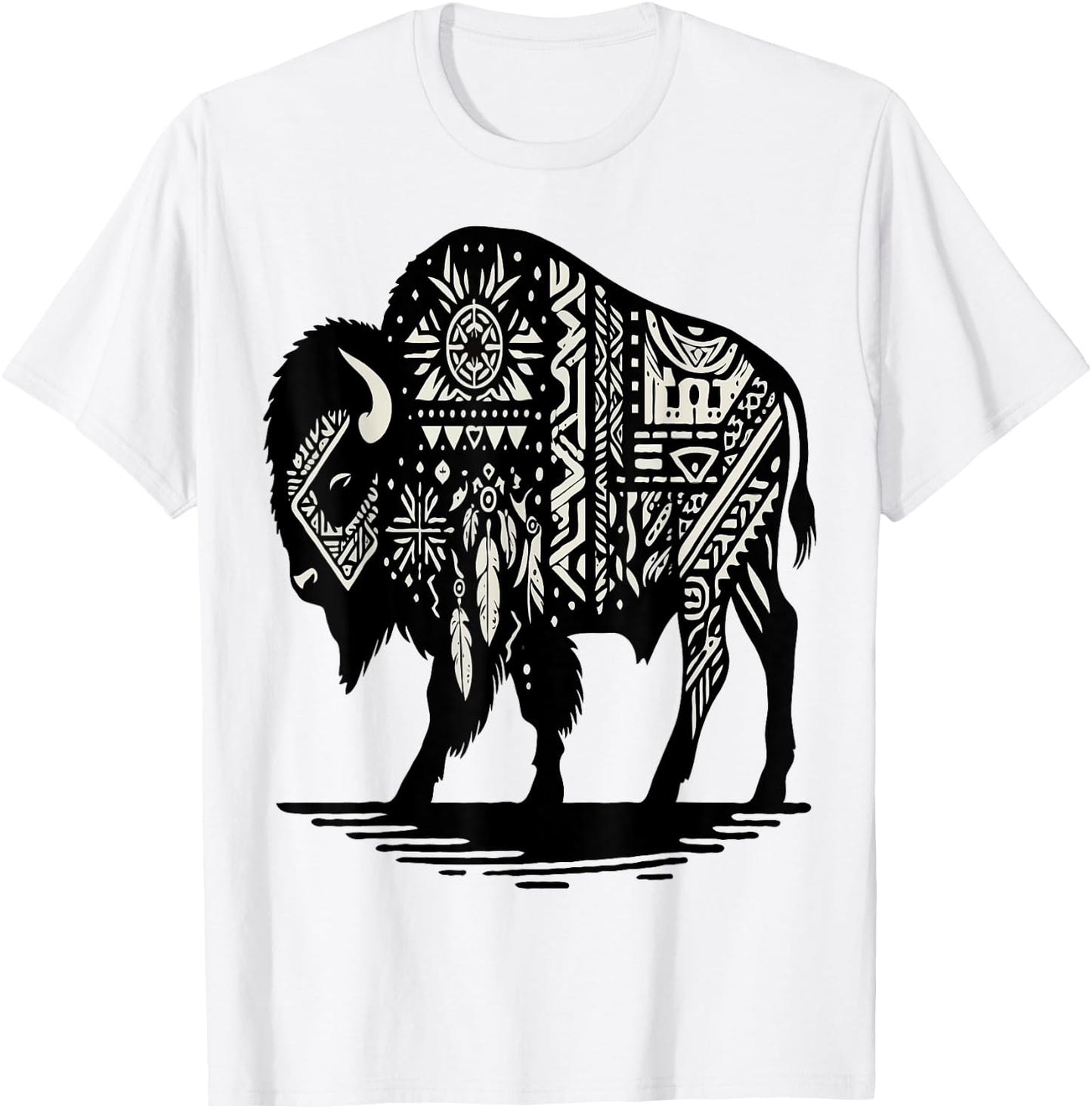 Bison Native American T-Shirt - T-Shirt | White