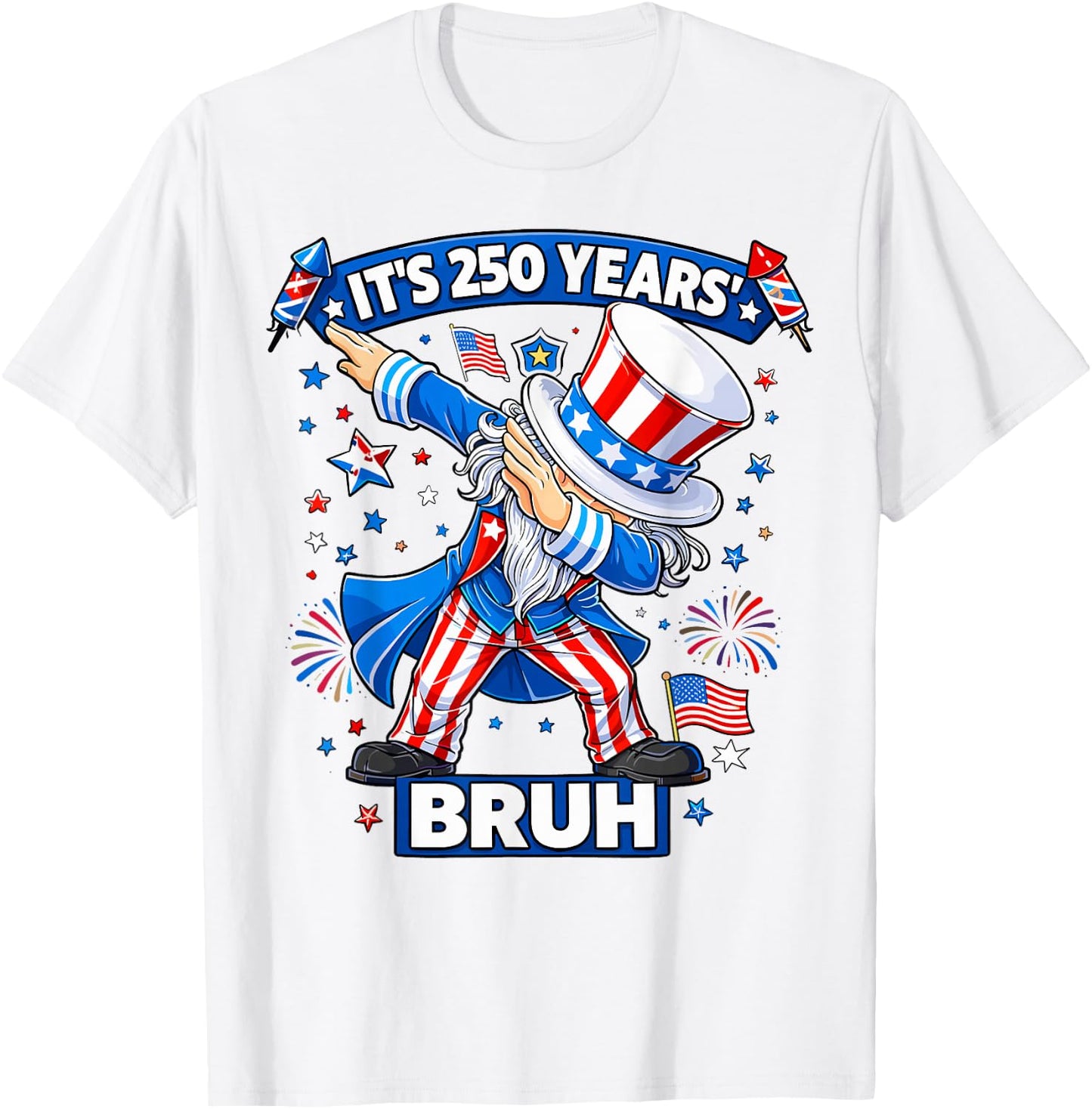 Boys It's 250 Years Bruh Dabbing Uncle Sam 4th of July Kids T-Shirt - T-Shirt | White