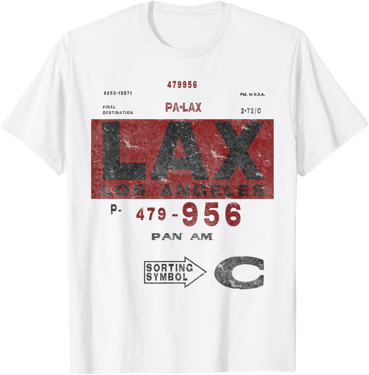 LAX Los Angeles Airport Vintage Airline Tag Travel Pilot Medium Heather Grey T-Shirt - T-Shirt | White