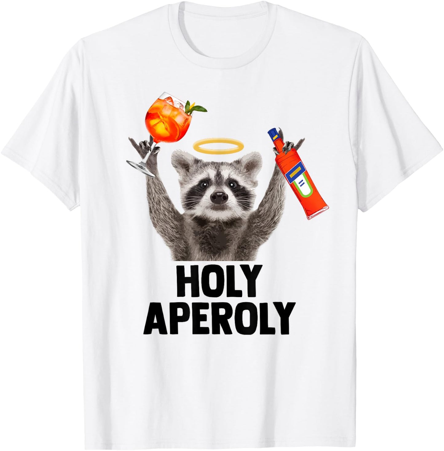 HOLY APEROLY X Raccoon Meme Racoon X Aperoli Pedro Spritz , White T-Shirt - T-Shirt | White