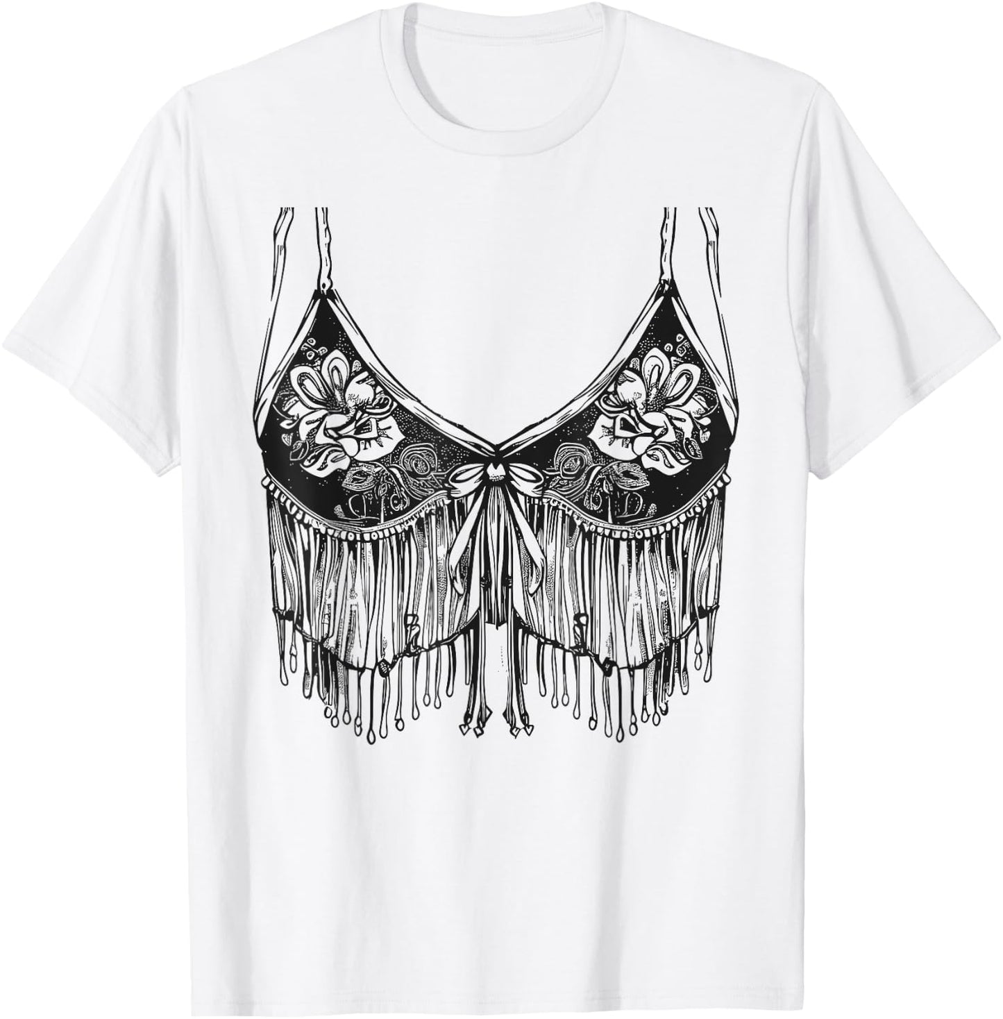 Lingerie Bra graphic Cowgirl Fringe Trendy Cute Sexy Country T-Shirt - T-Shirt | White