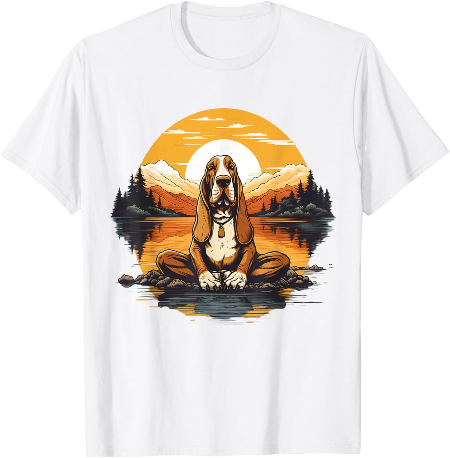 Basset Hound Dog Meditation Yoga Men Women Kids T-Shirt - T-Shirt | White