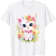 süßes farbenfrohe Katzen Liebhaber Outfits Baby Katze mit Blumen süße Katzen Kätzchen Mädchen Tochter T-Shirt - T-Shirt | White