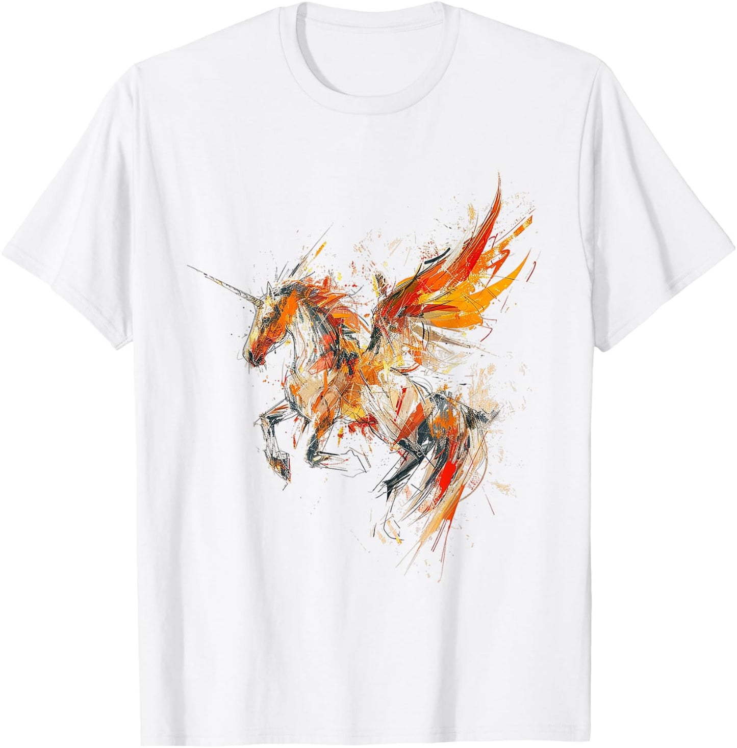 Pegasus Abstract Graphic Painting Artwork Colorful Pegasus , white, S T-Shirt - T-Shirt | White