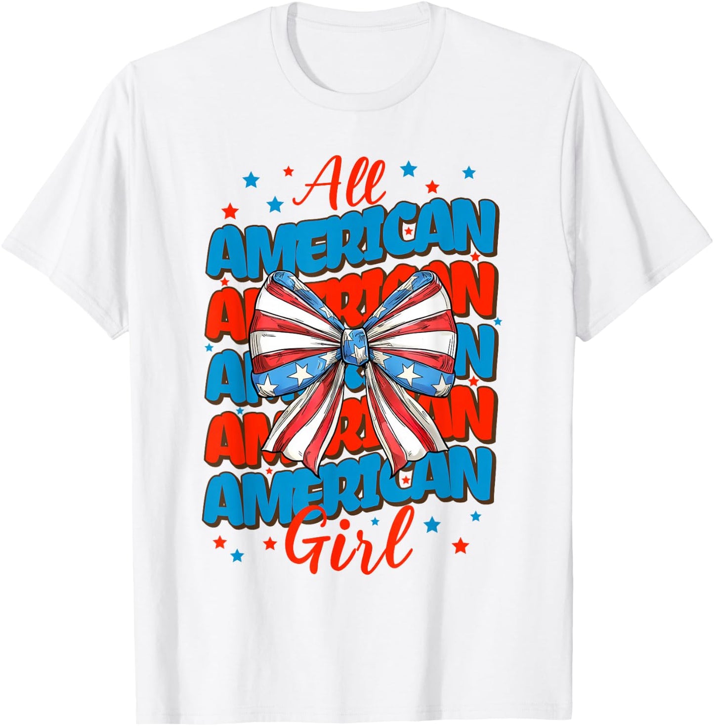 Groovy All American Girl 4th Of July Girls Kids USA Flag T-Shirt - T-Shirt | White