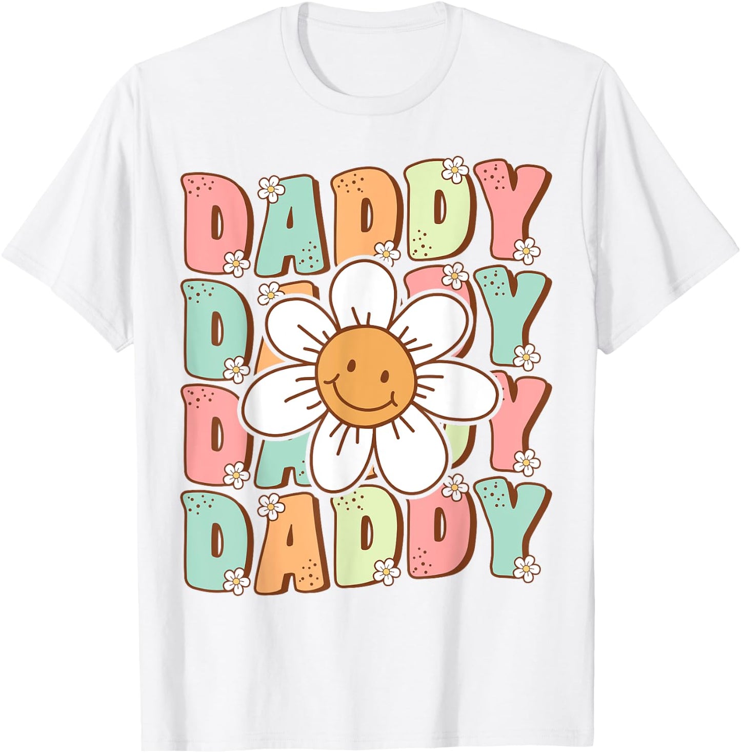 Groovy Daddy Matching Family Birthday Party Daisy Flower T-Shirt - T-Shirt | White