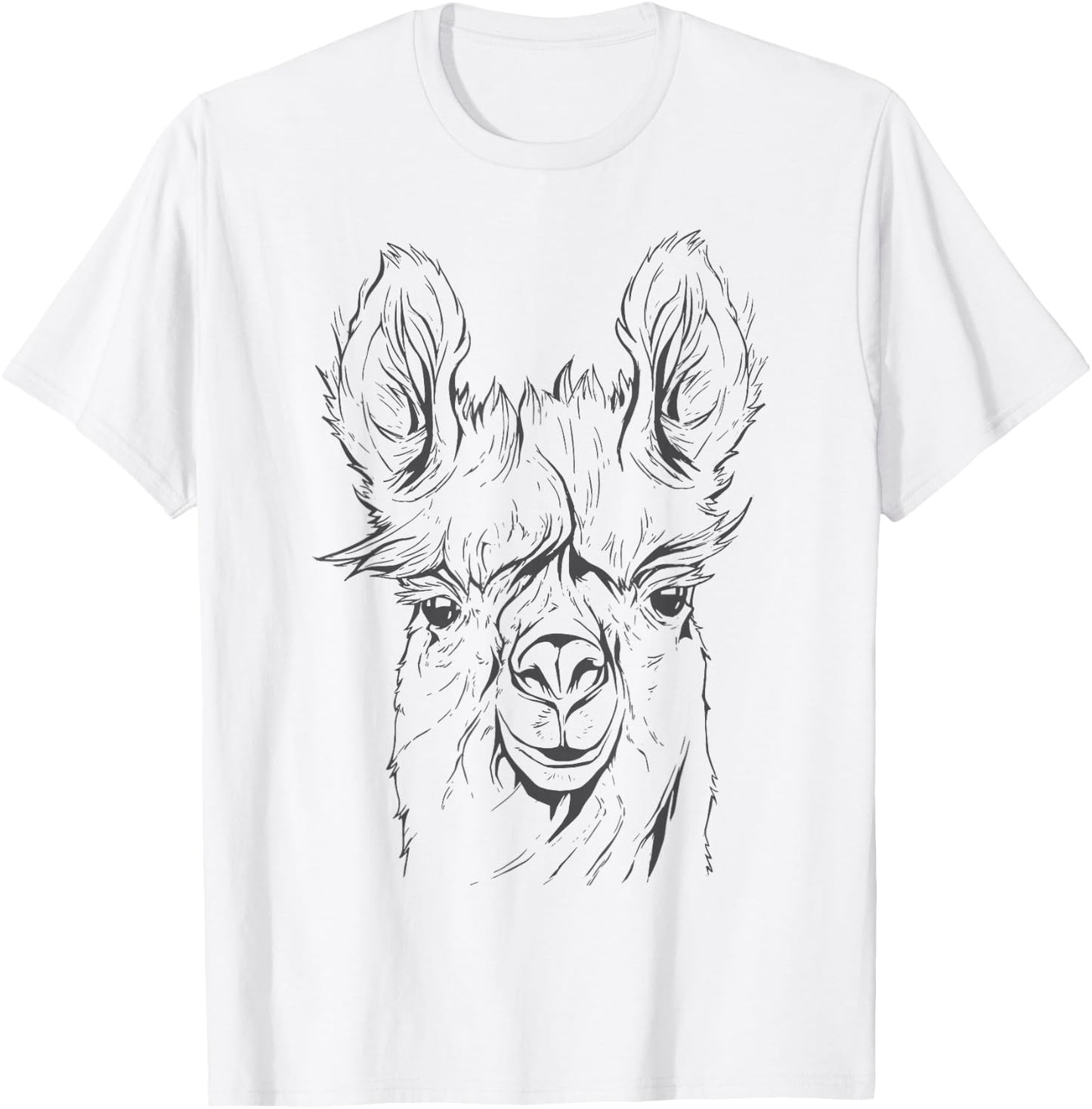 Llama Alpaca Line Art T-Shirt - T-Shirt | White