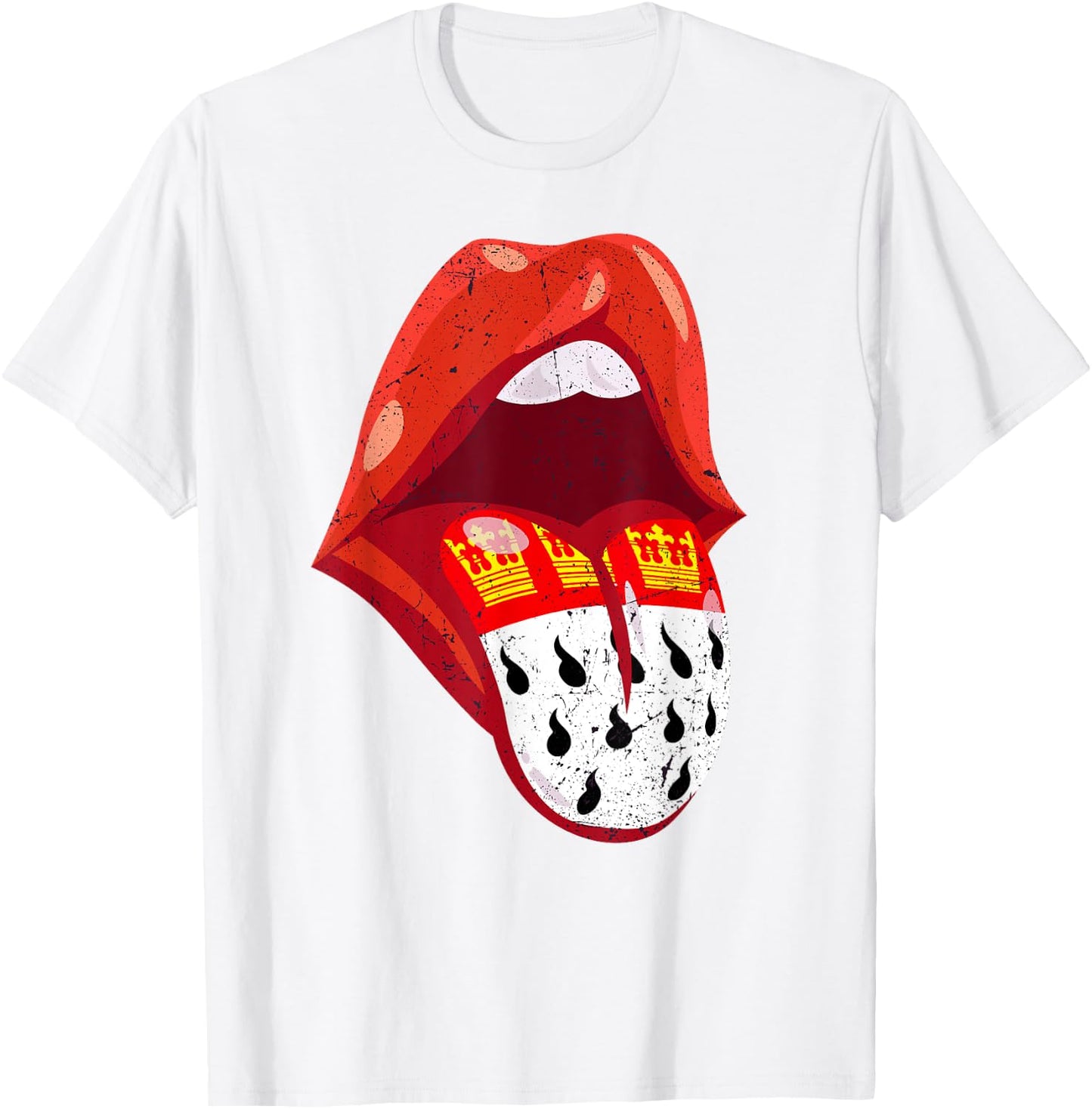 Cologne Carnival Costume Mouth with Tongue 2024 Red White Alaaf , red T-Shirt - T-Shirt | White