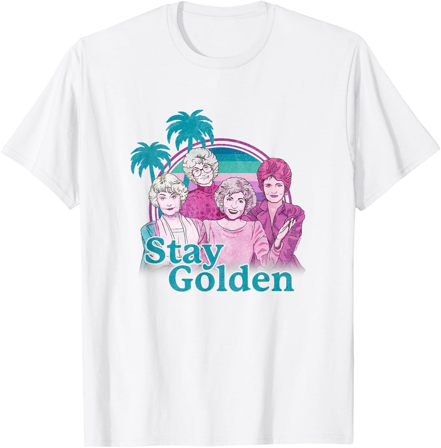 The Golden Girls Stay Golden Iconic Retro Animated Portrait , White T-Shirt - T-Shirt | White
