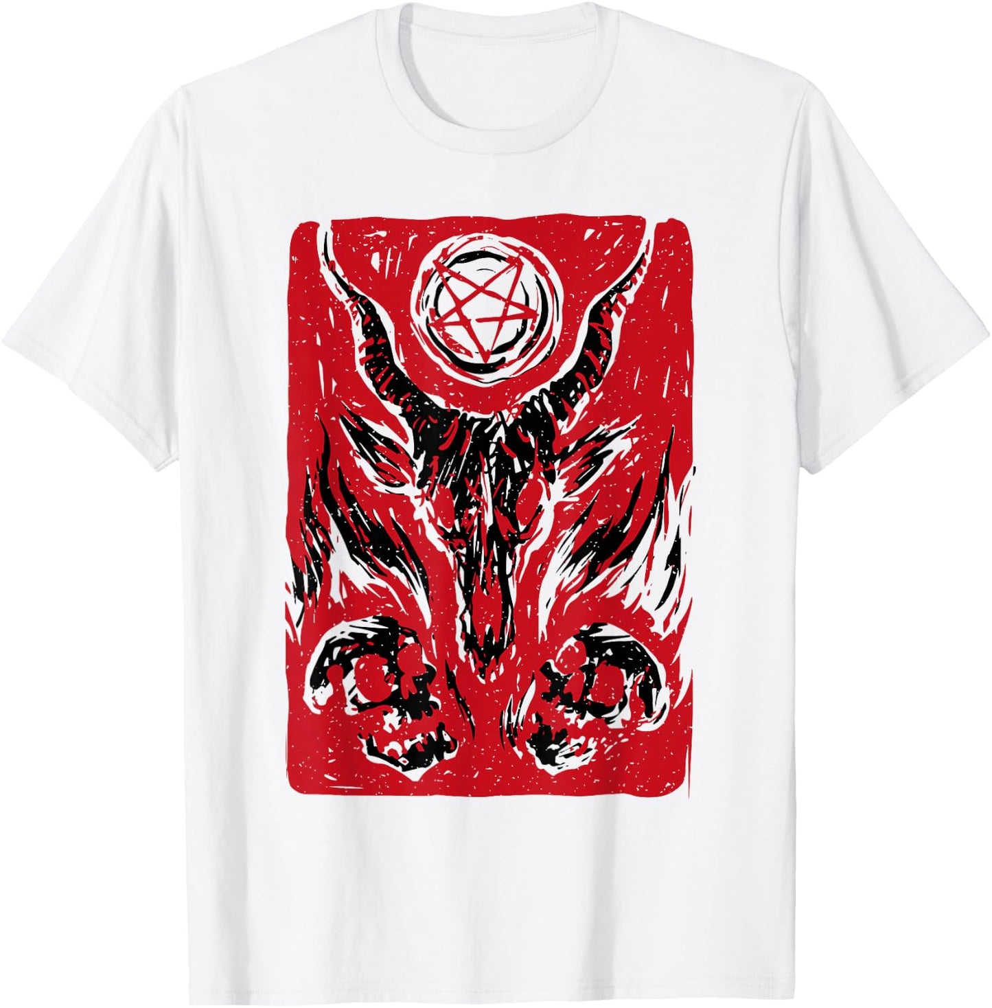 Retro Baphomet Satanic Satan Goat Devil Occult Goth Graphic T-Shirt - T-Shirt | White