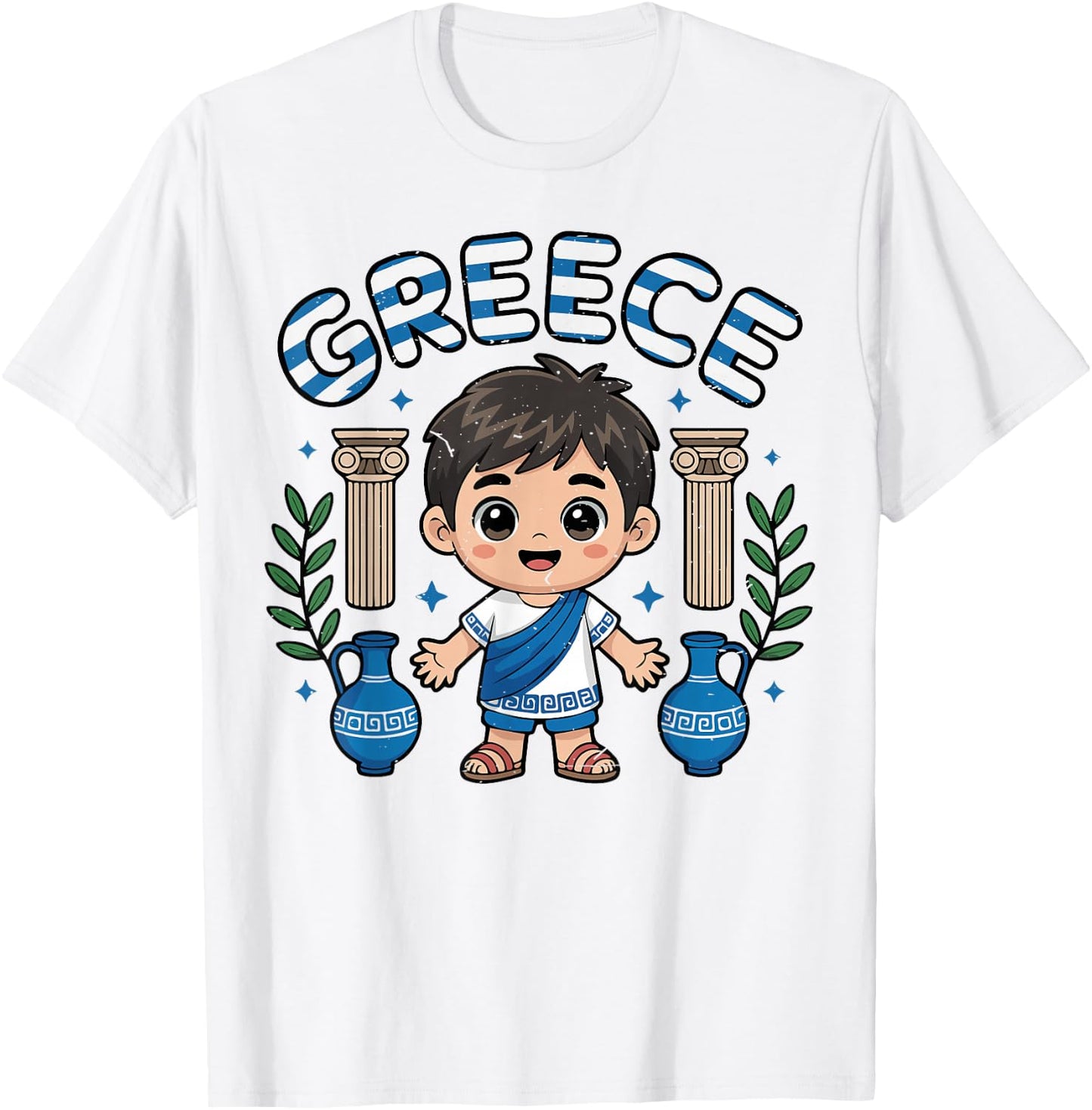 Toddler Boys Greece Greek Flag Funny Baby Kids Youth T-Shirt - T-Shirt | White