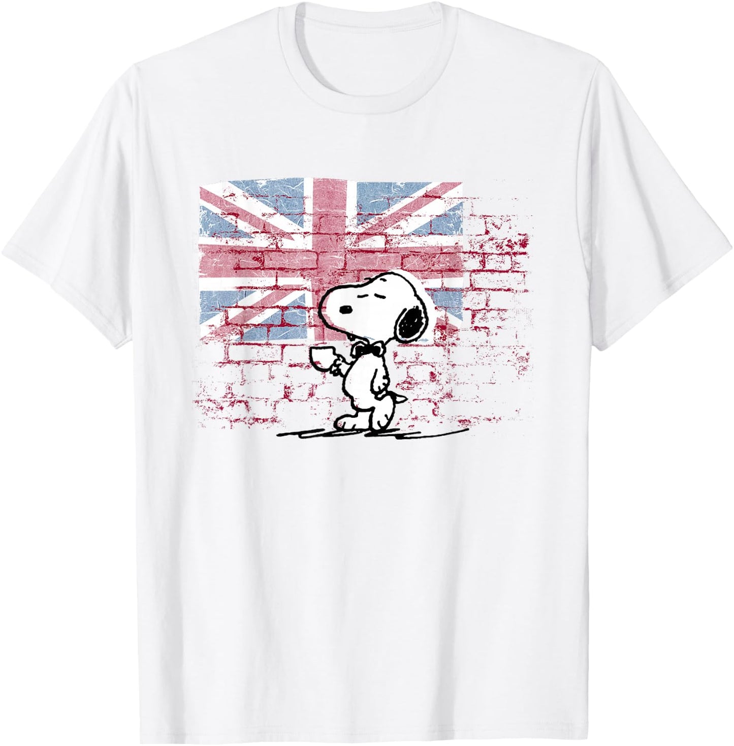 Peanuts Snoopy Posh Union Jack Wall , White T-Shirt - T-Shirt | White