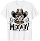 Meowdy Funny Cat Wearing Cowboy Hat Vintage Western Country T-Shirt - T-Shirt | White