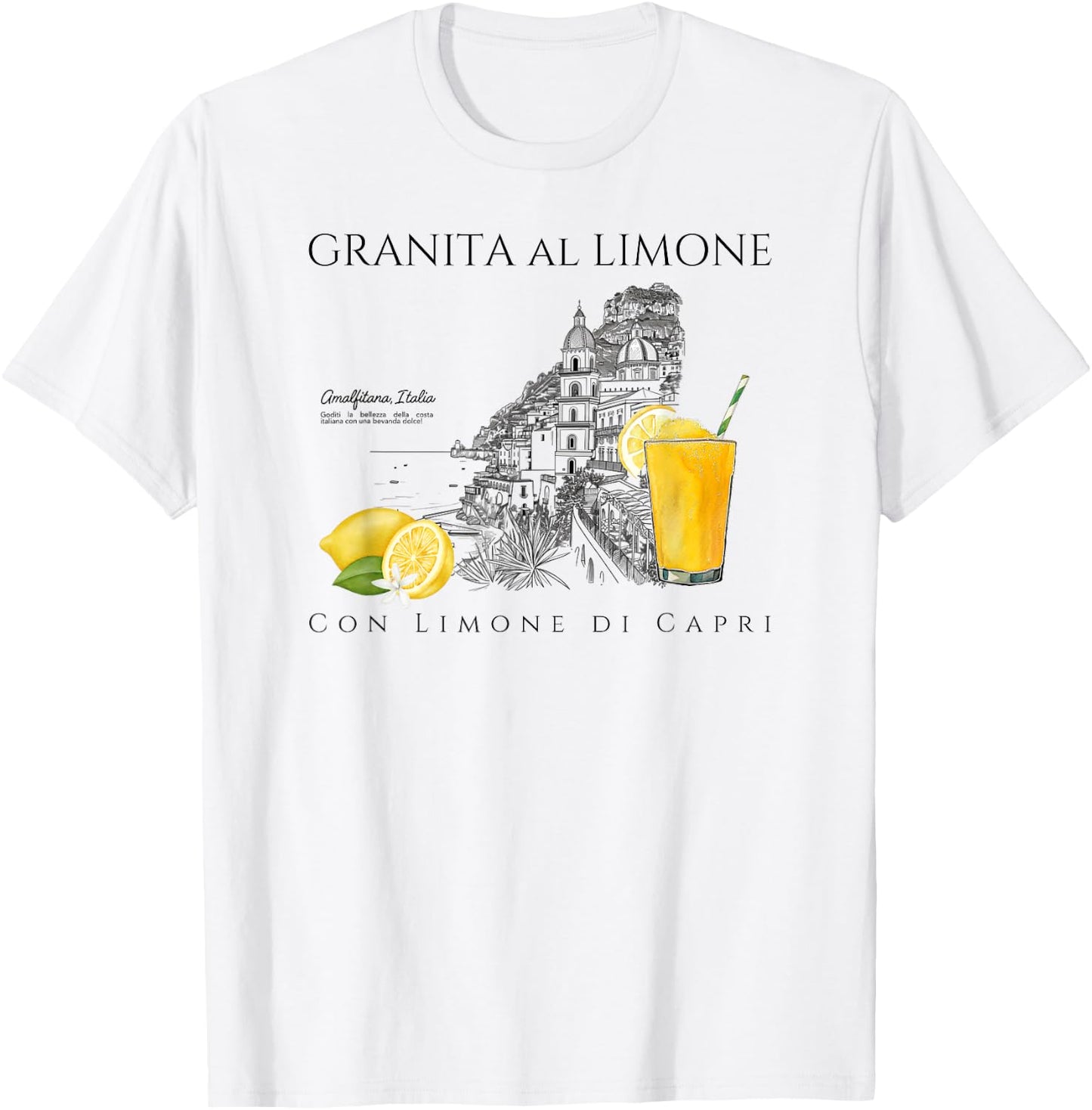 Amalfi Coast Lemons Granita al Limone, Capri Italy , white, S T-Shirt - T-Shirt | White