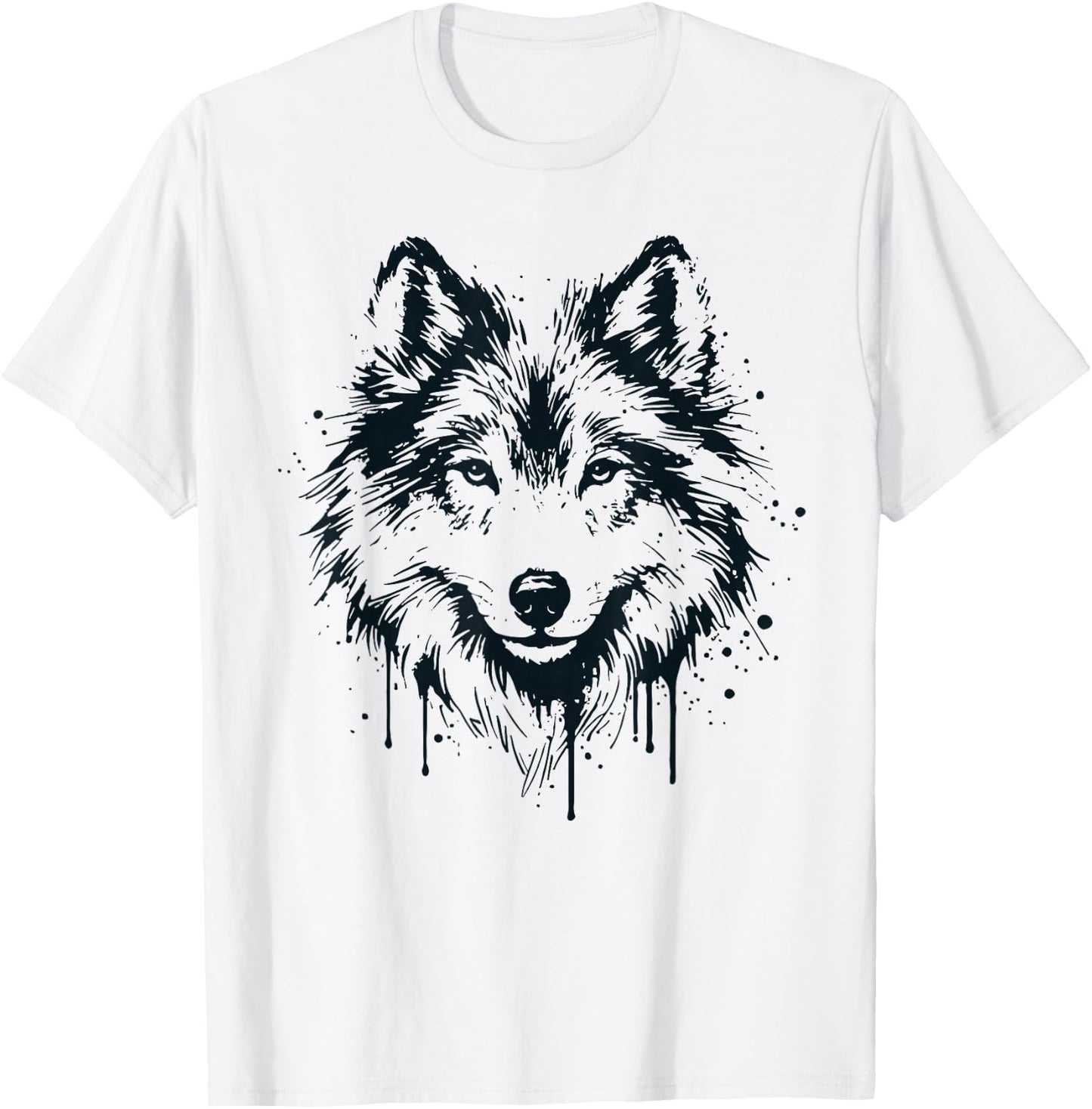 Wolf Woman Girl Boy Child Drawing Art Wolf Design , white, S T-Shirt - T-Shirt | White
