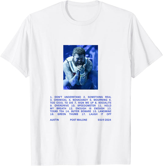 Post Malone Austin Official Watchlist, grey, S T-Shirt - T-Shirt | White