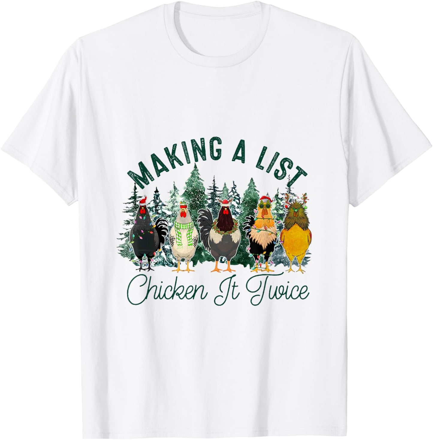 Making A List And Chicken It Twice, Christmas Farm Chicken T-Shirt - T-Shirt | White