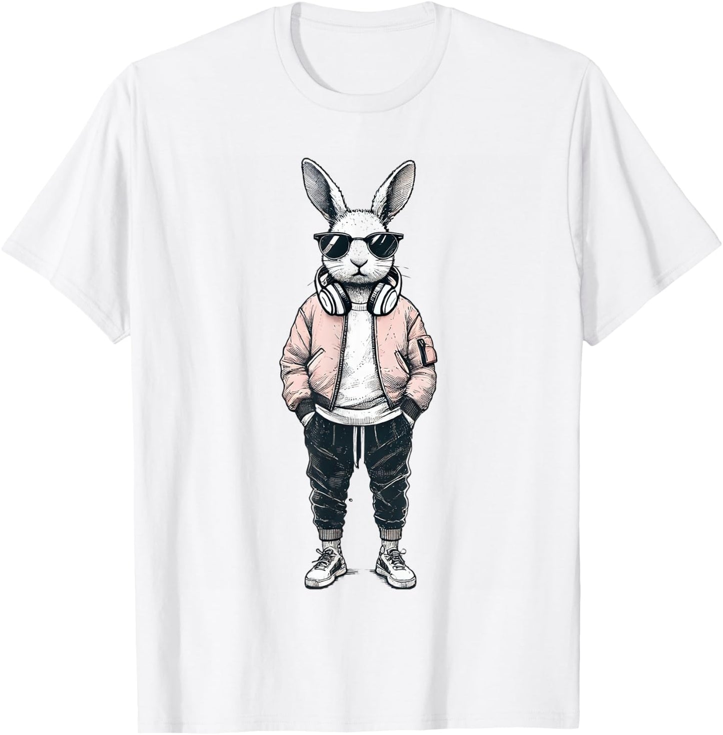 Boys Easter Shirt Bunny Rabbit with Sunglasses Kids T-Shirt - T-Shirt | White