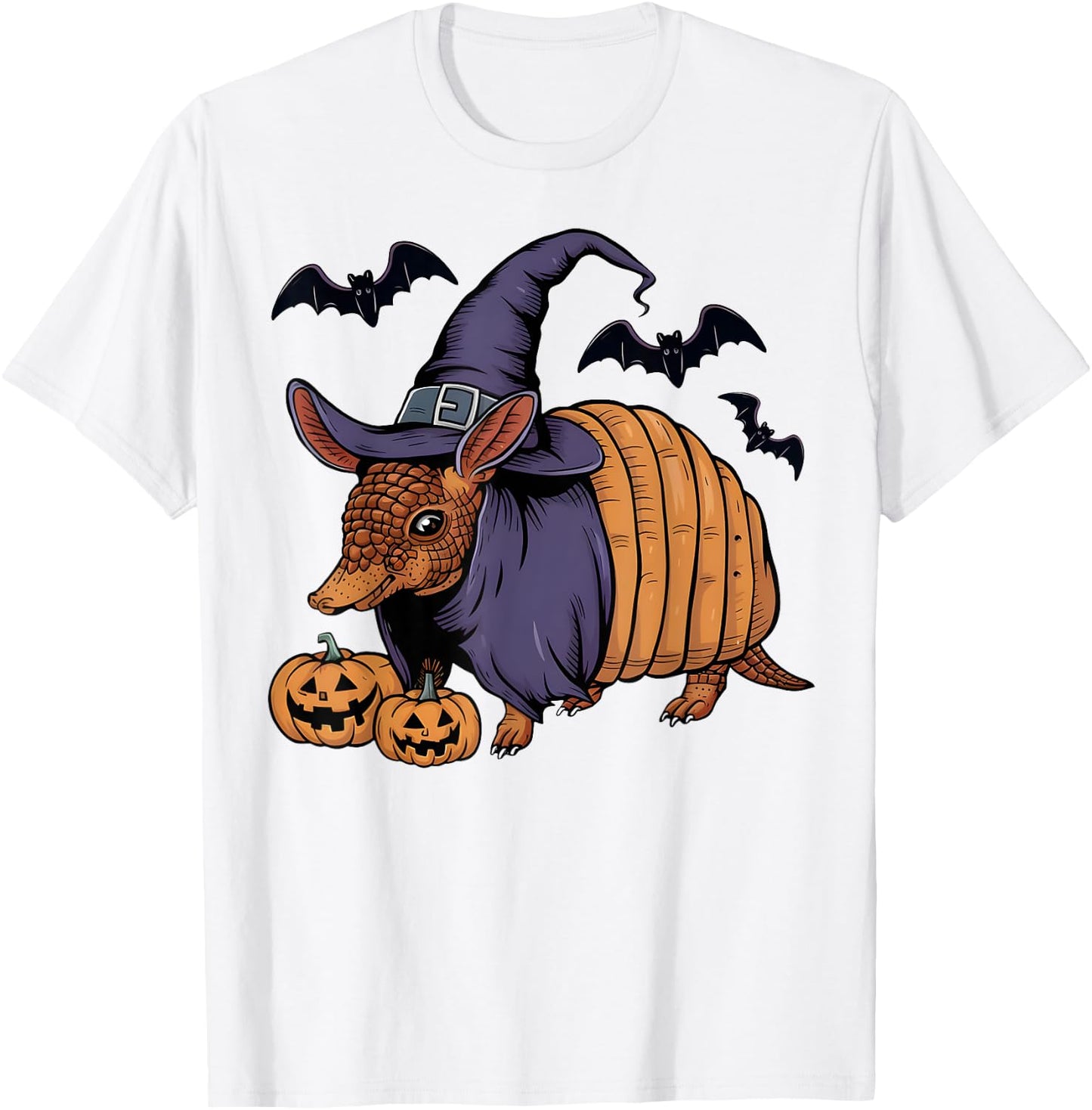 Pumpkin Bat Witch Costume Armadillo Halloween T-Shirt - T-Shirt | White