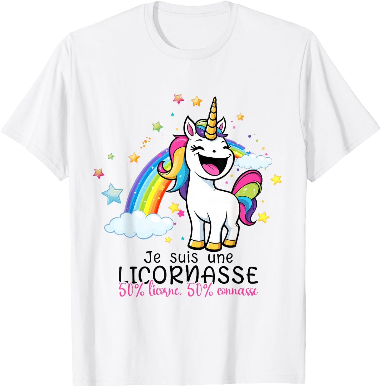 I AM A LICORNASSE,50% UNICORN 50% KNOW HUMOUR , white, S T-Shirt - T-Shirt | White