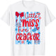 4th of July Little Miss Firecracker Bow Women Girl T-Shirt - T-Shirt | White