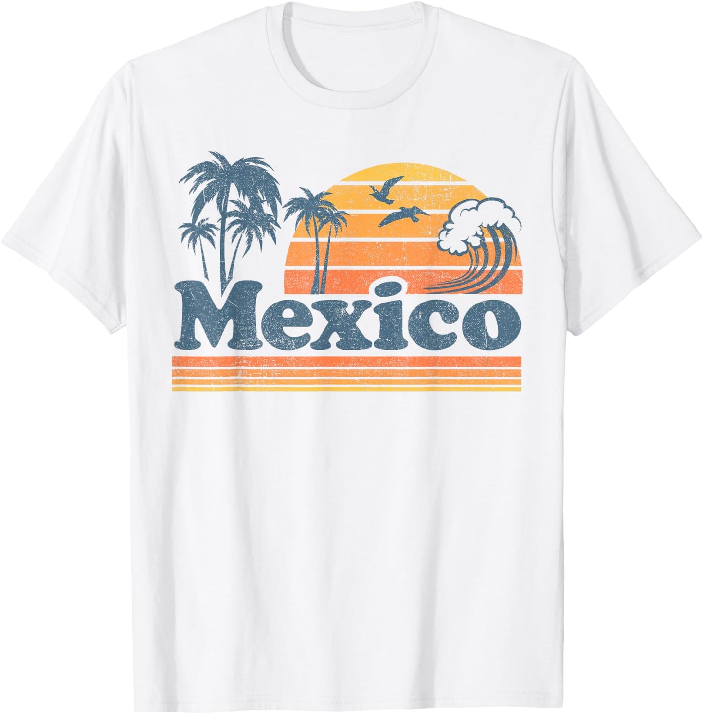 Mexico Beach Mexican Summer Vacation Sun Vintage 70's Retro T-Shirt - T-Shirt | White